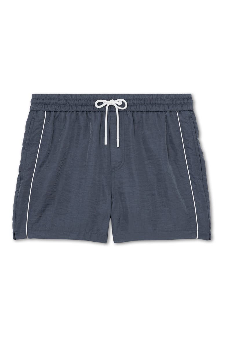 Breeze Piped Nylon Swim Trunks, Alternate, color, STEEL BLUE