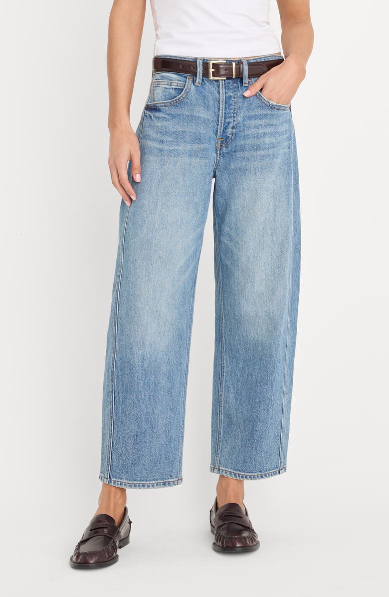 Good American High Waist Ankle Barrel Jeans, Main, color, Indigo1350