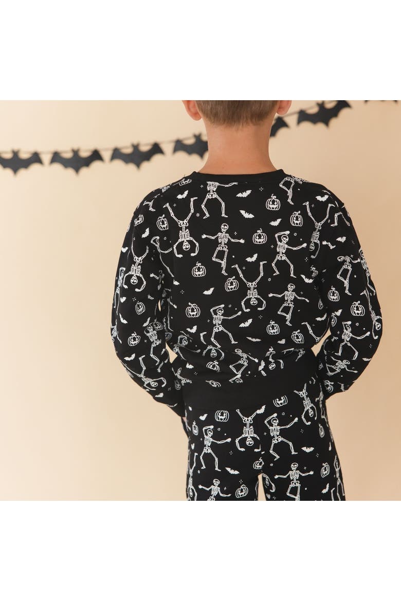 Glow In The Dark Silly Skelly Halloween Sweatshirt, Alternate, color, Black