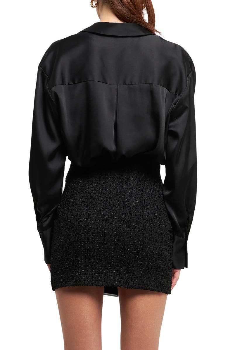 Endless Rose Satin Button-Up Shirt, Alternate, color, Black