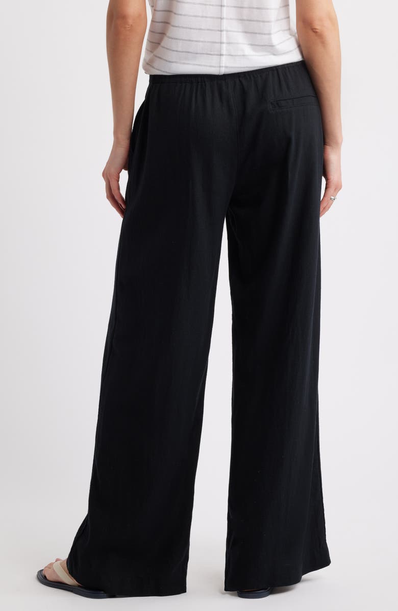Wide Leg Pull-On Linen Blend Pants