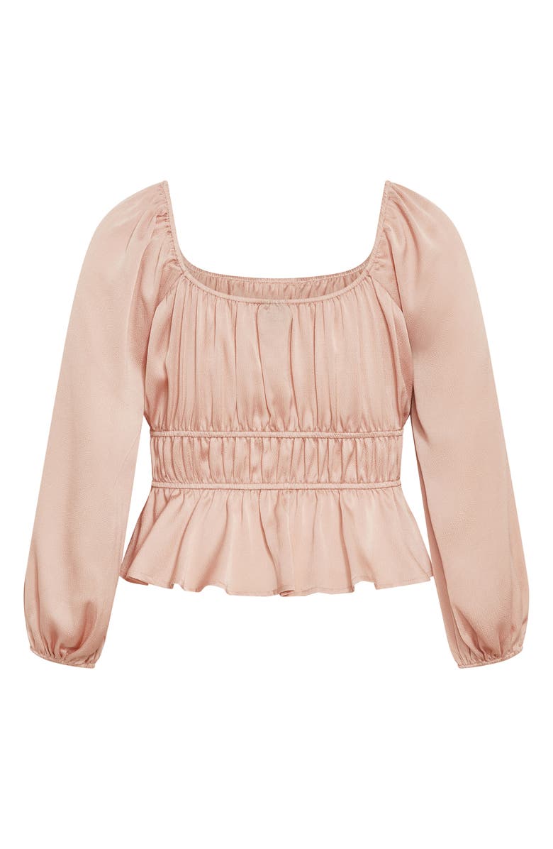 City Chic Georgie Shirred Satin Top, Alternate, color, Champagne Gold