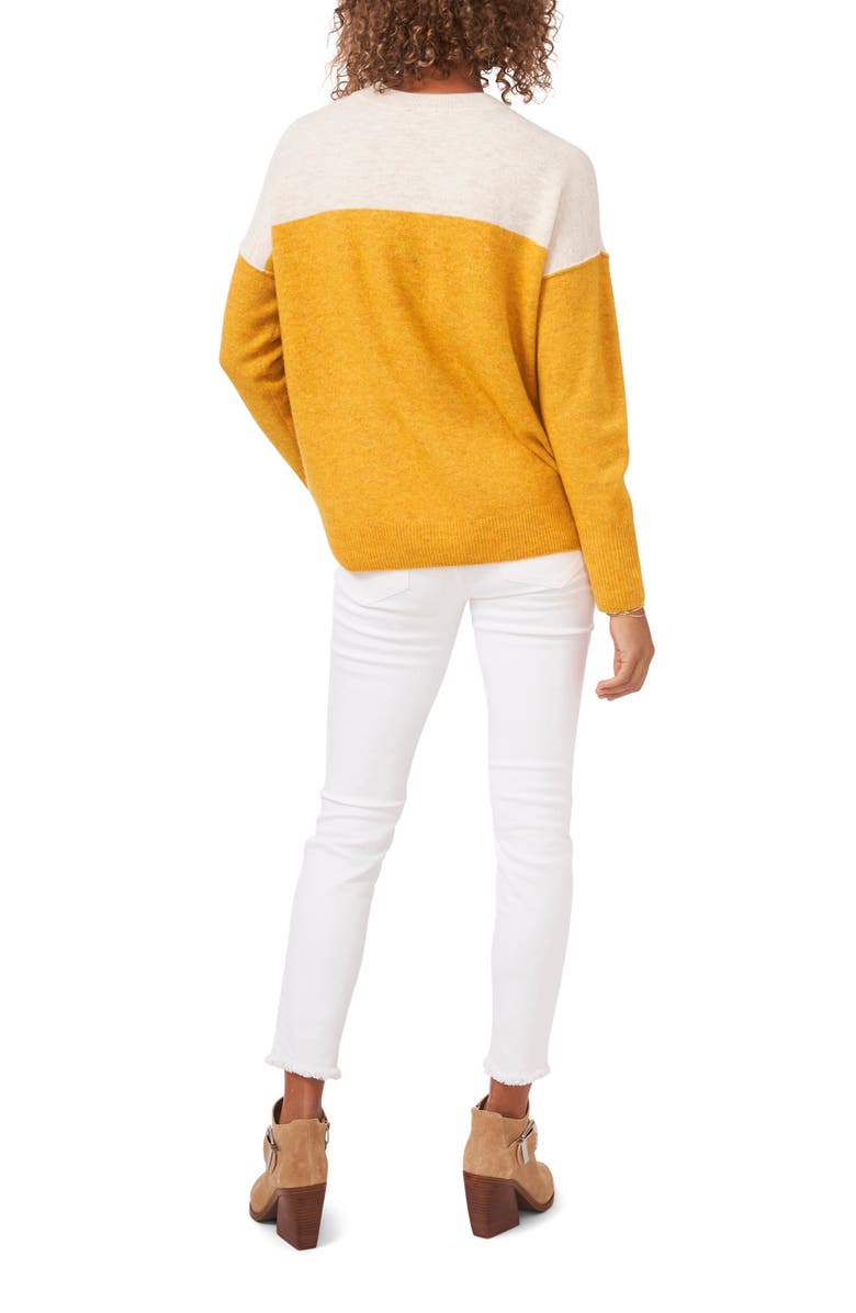 Vince Camuto Extended Shoulder Colorblock Sweater, Alternate, color, Amber
