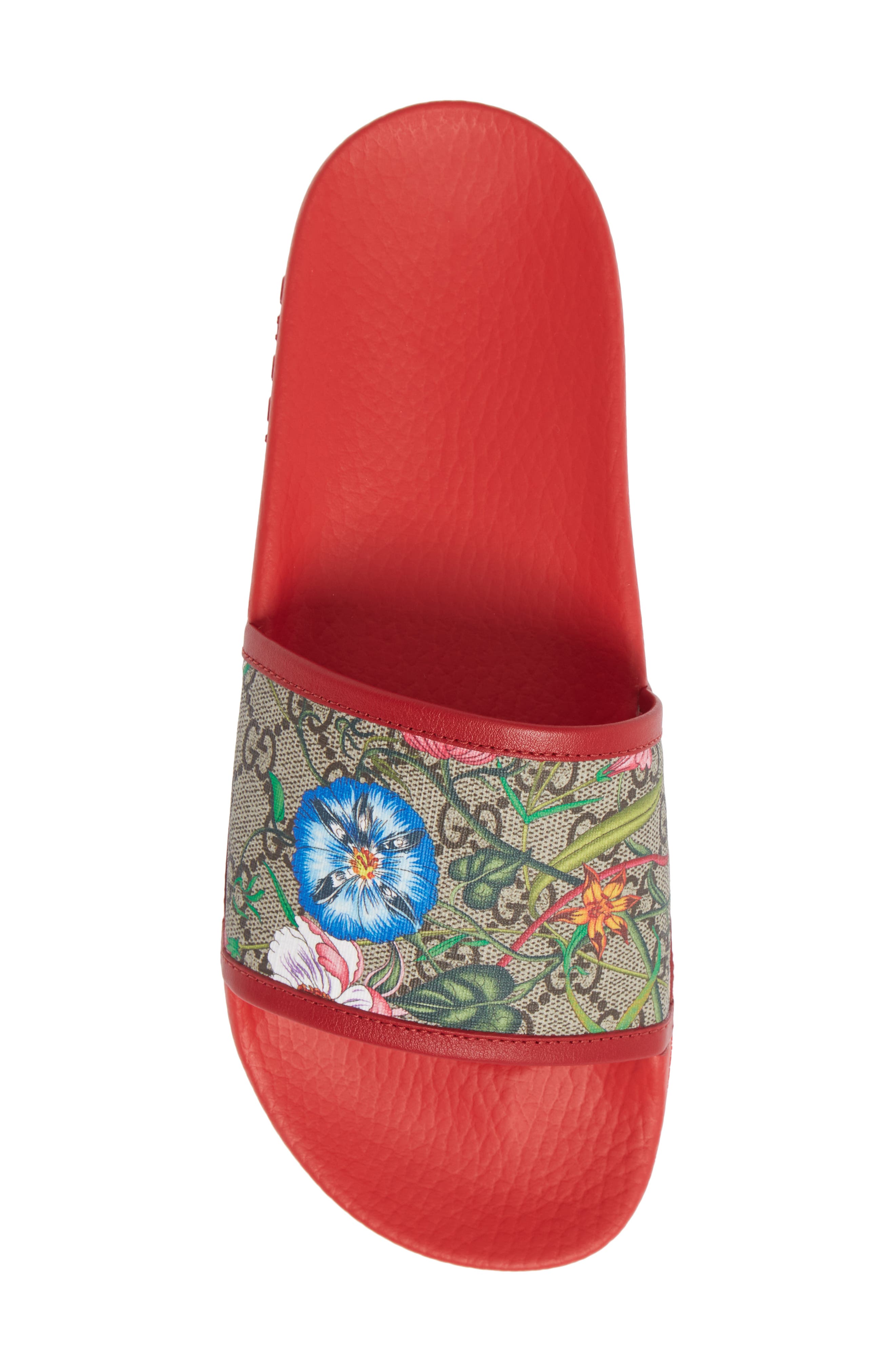 Floral GG Supreme Slide Sandal, Alternate, color, RED