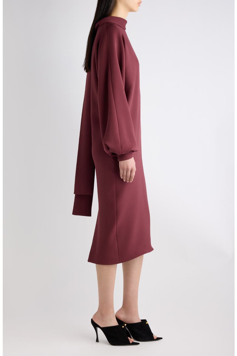 Stand Collar Balloon Sleeve Dress, Alternate, color, 6164 BURGUNDY