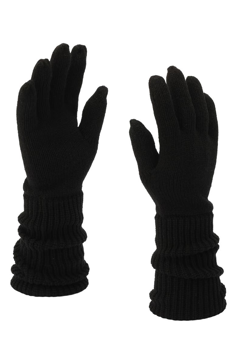 Kate Spade New York spade knit long gloves, Alternate, color, Black
