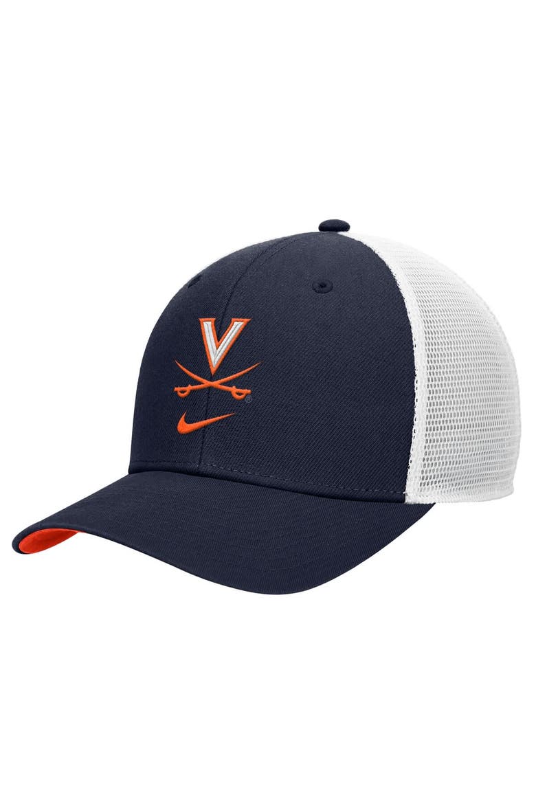 Men's Nike Navy Virginia Cavaliers Rise Trucker Dri-FIT Adjustable Hat, Main, color, Navy