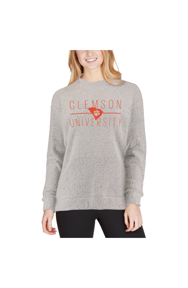 PRESSBOX Women's Pressbox Cream Clemson Tigers Comfy Terry Crew Sweatshirt, Alternate, color, 