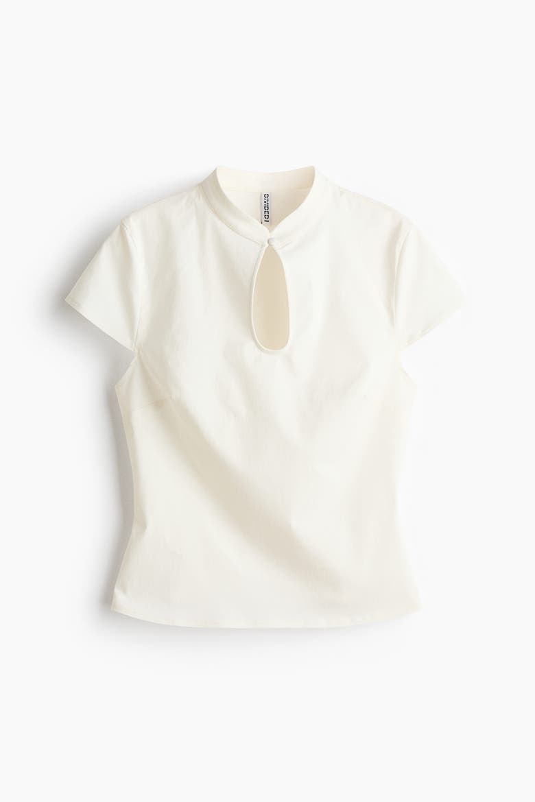 Viscose-Blend Top With Keyhole Detail, Alternate, color, Cream