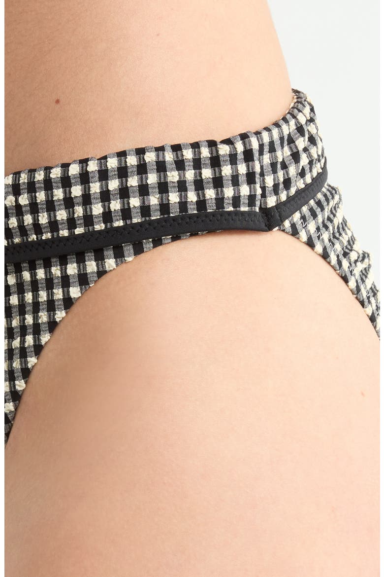 Banded Smocked Hipster Bikini Bottoms, Alternate, color, BLACK/ CREAM