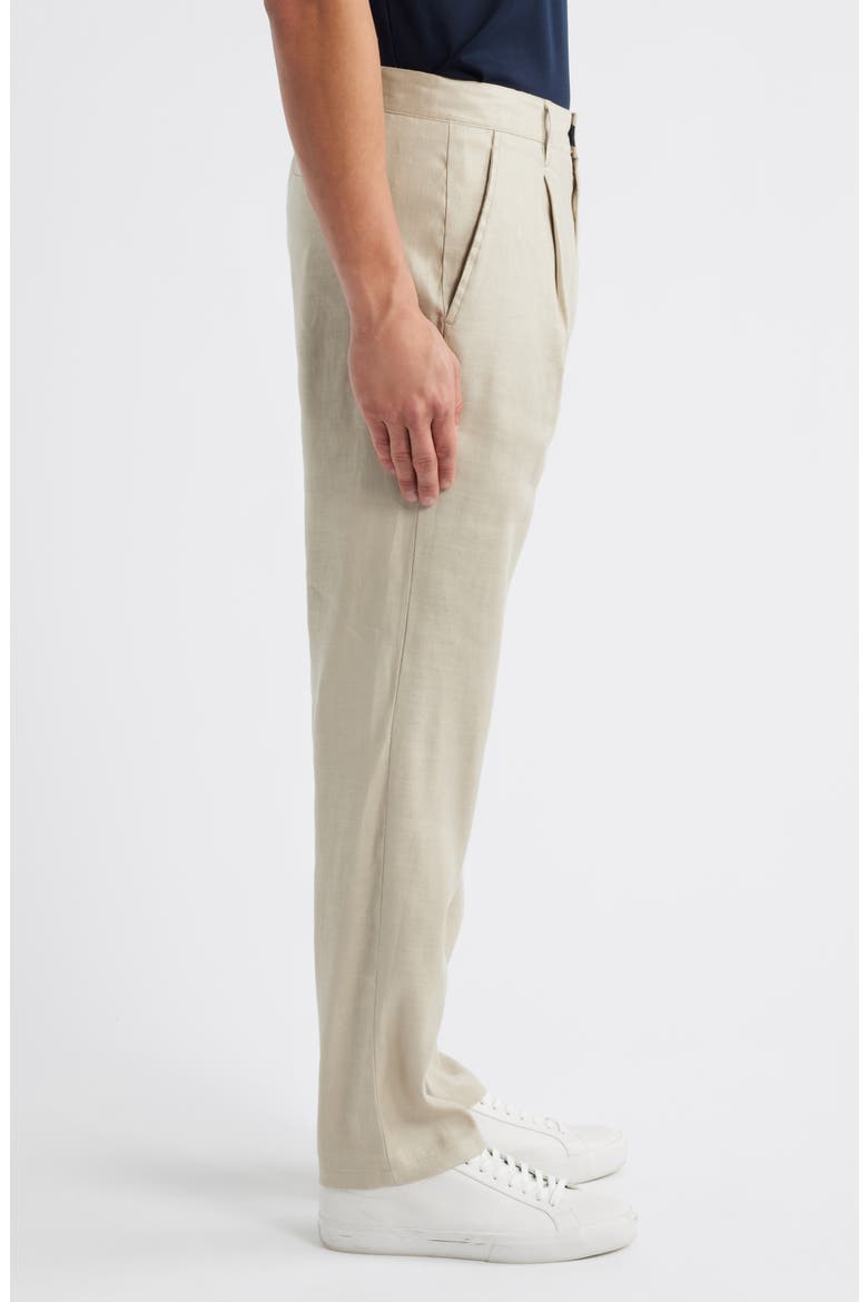 Slim Fit Pleated Linen Blend Pants, Alternate, color, TAN