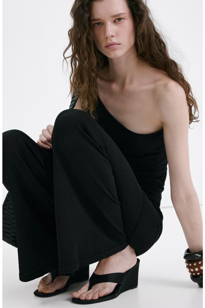 Foldover Knit Wide Leg Pants, Alternate, color, BLACK