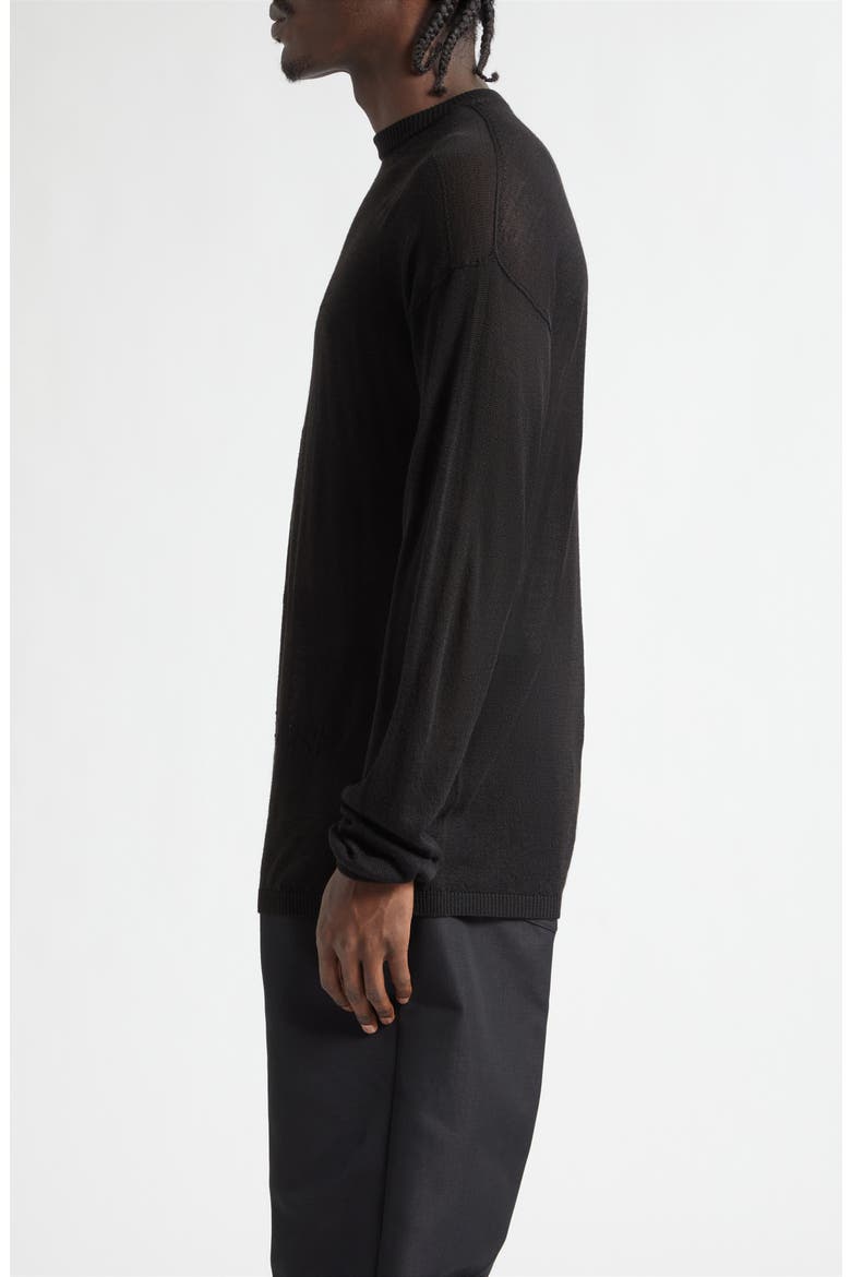 Temple Rivet Sheer Virgin Wool Sweater, Alternate, color, BLACK