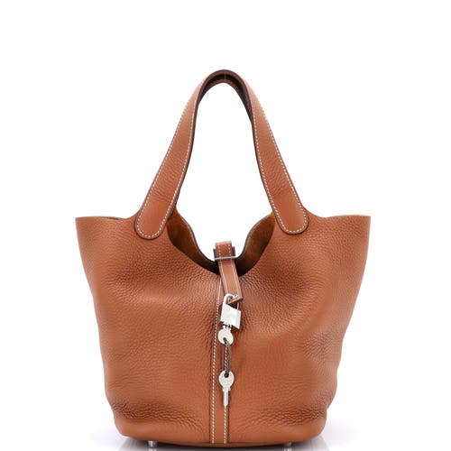 Pre-owned Hermes Hermes Picotin Lock Bag Clemence Mm In Gold