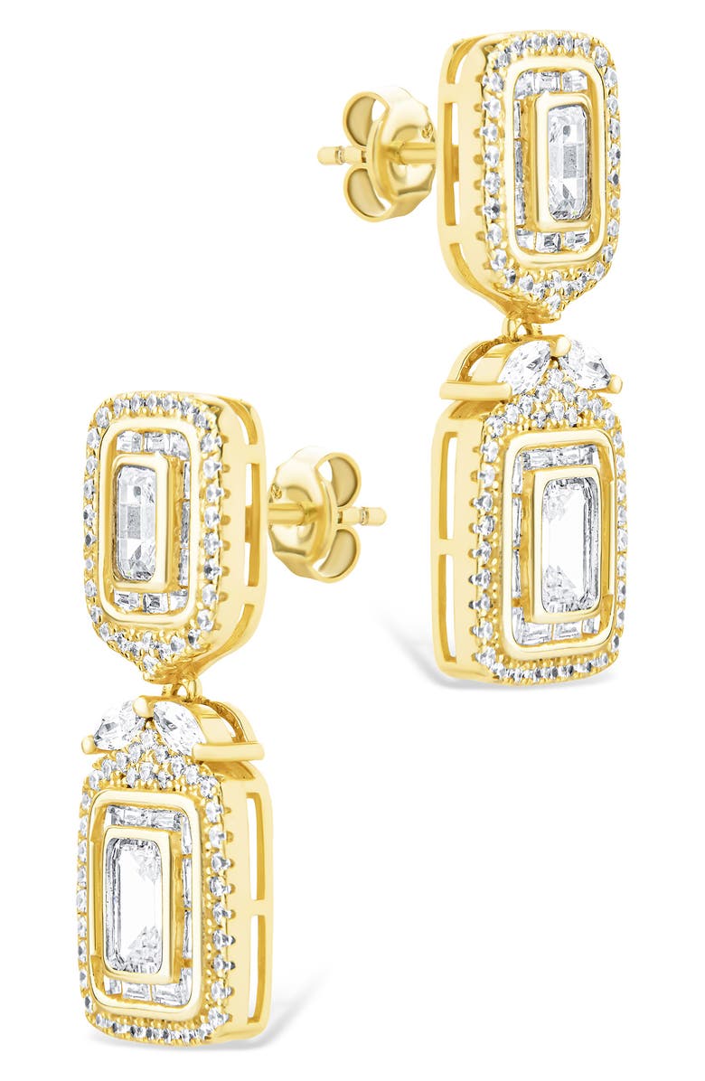 Sterling Forever Trina Cubic Zirconia Drop Earrings, Alternate, color, Gold