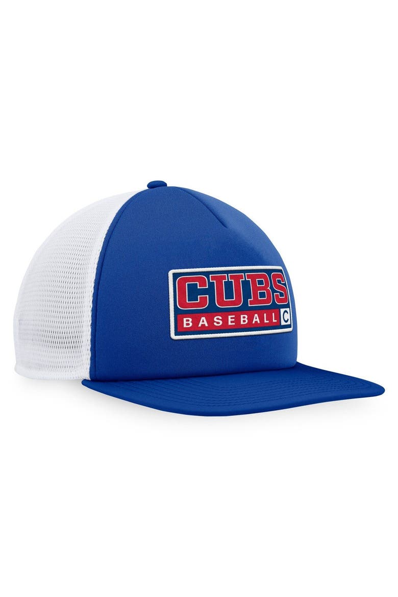 Men's Majestic Royal/White Chicago Cubs Foam Trucker Snapback Hat, Alternate, color, Royal