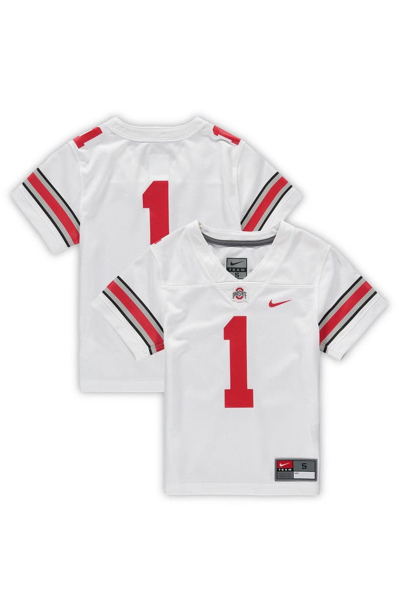 Nike Preschool Nike #1 White Ohio State Buckeyes Untouchable Football Jersey, Main, color, White