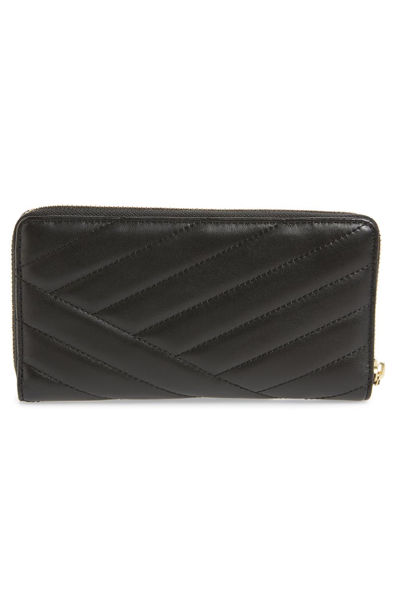 Tory Burch Kira Chevron Quilted Zip Leather Continental Wallet, Alternate, color,