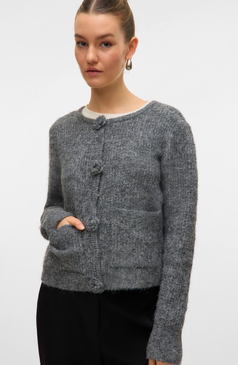 VERO MODA Blossom Cardigan, Alternate, color, Medium Grey Melange