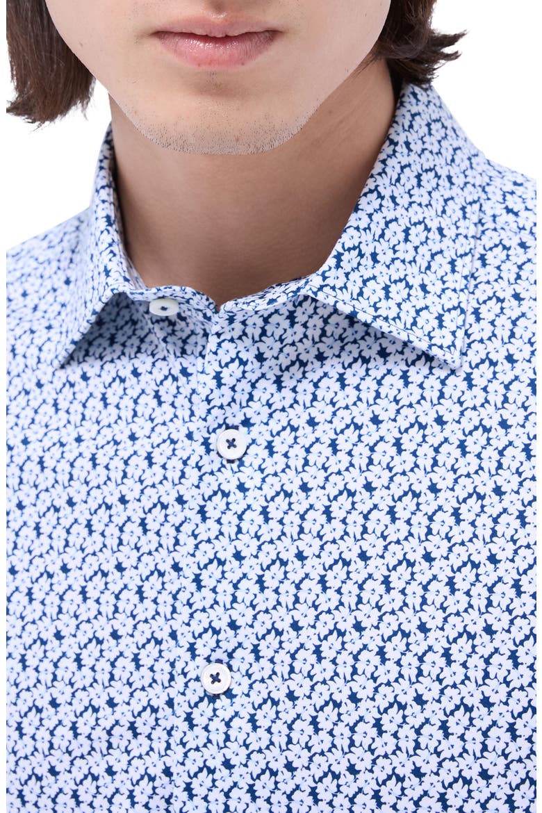 Miles OoohCotton® Floral Short Sleeve Button-Up Shirt, Alternate, color, INDIGO