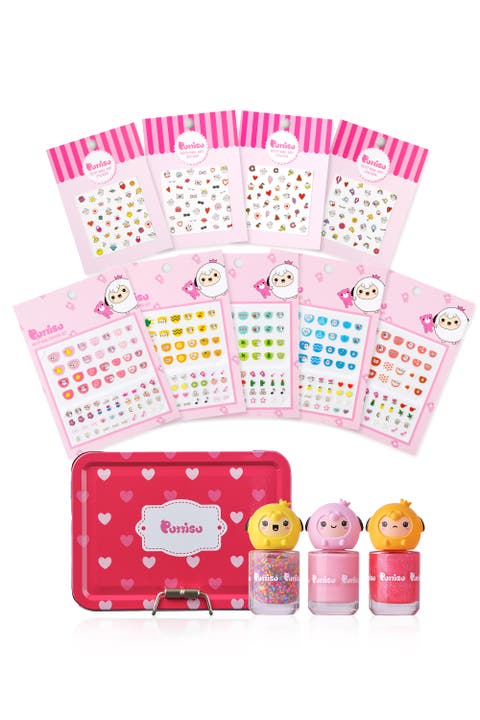 Water Based Peel Off Kids Nail Polish and Sticker Deluxe Set
