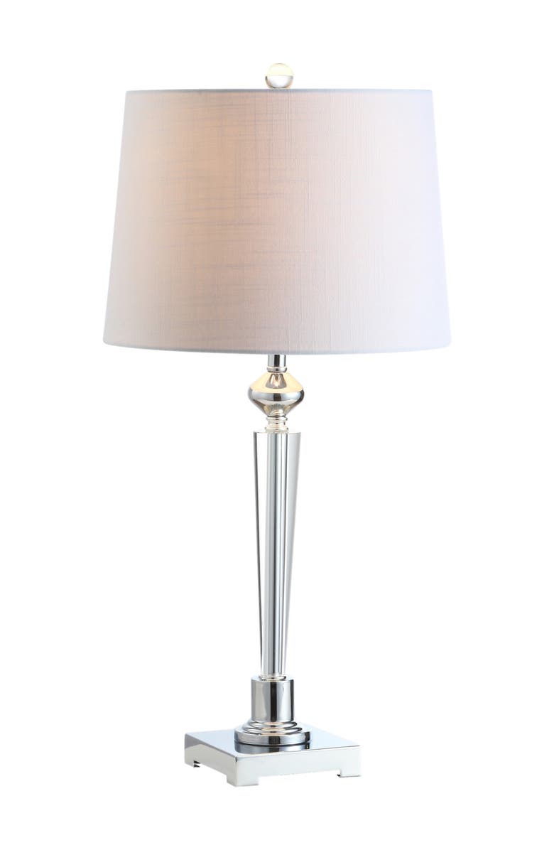 JONATHAN Y Foster 28.25" Crystal LED Table Lamp, Clear/Chrome, Main, color, Clear
