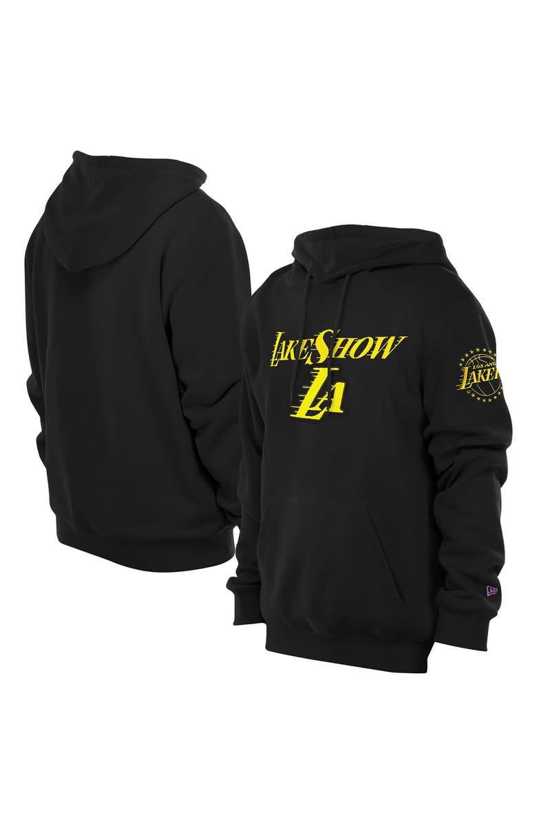 New Era Men's New Era Black Los Angeles Lakers 2024/25 City Edition Chenille Heavyweight Pullover Hoodie, Main, color,