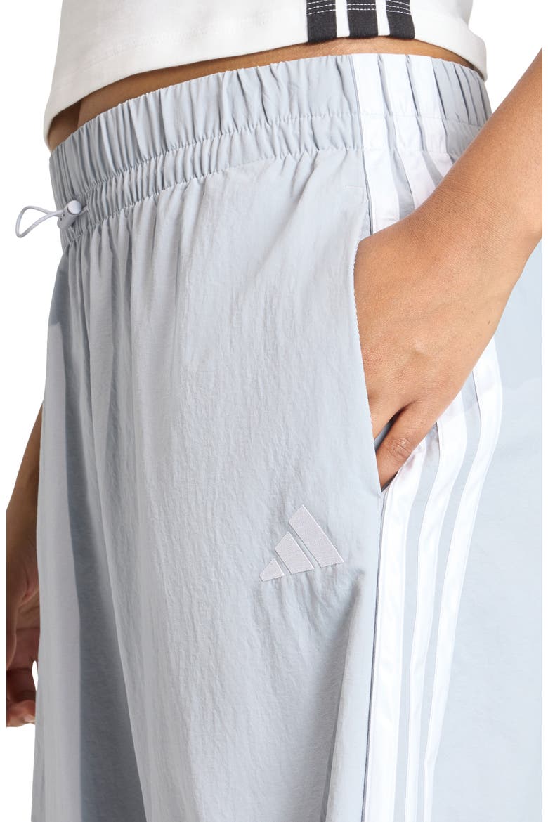 Essentials 3-Stripes Lifestyle Woven Parachute Pants, Alternate, color, HALO SILVER/ WHITE/