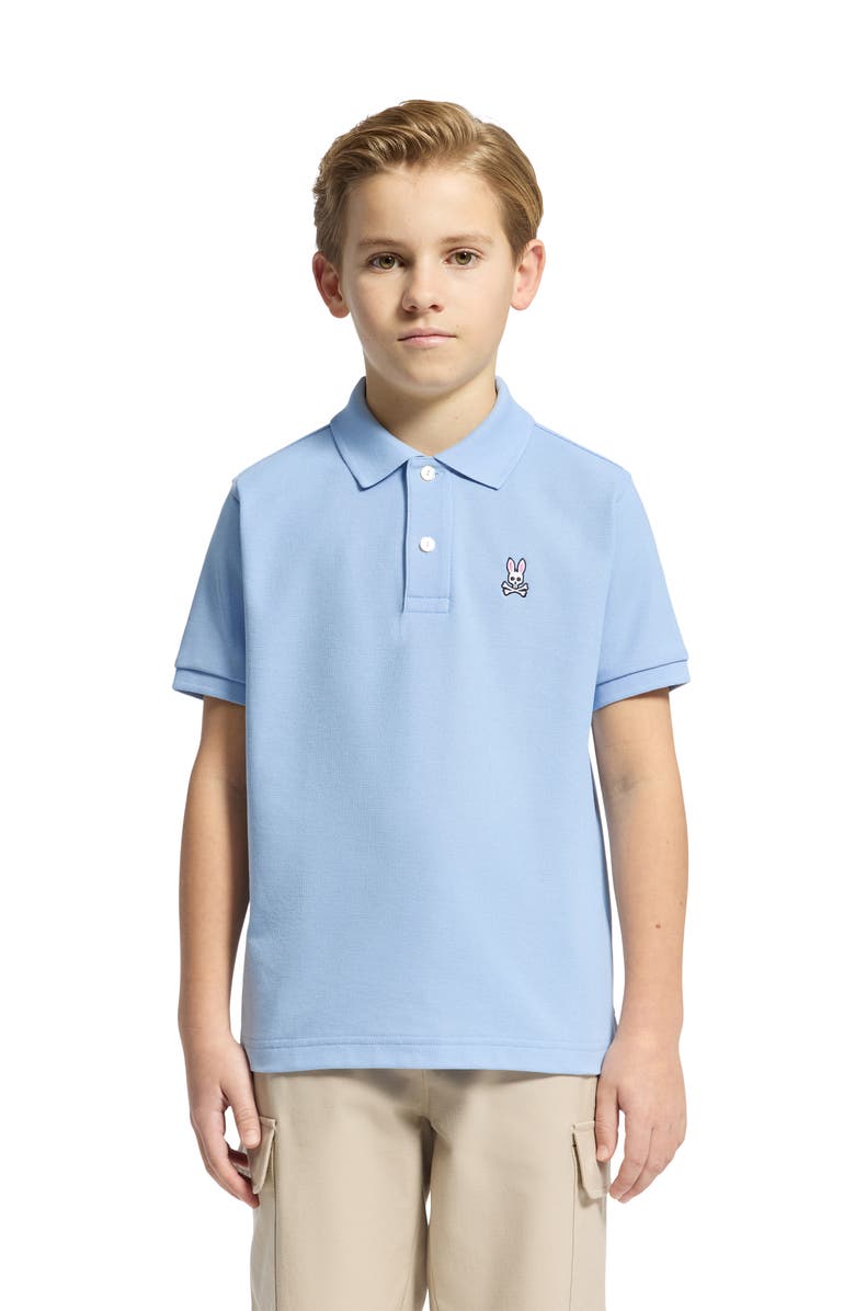 Psycho Bunny Kids' Classic Cotton Pique Polo, Alternate, color, Serenity