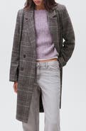 MANGO TEEN Check Longline Tweed Coat