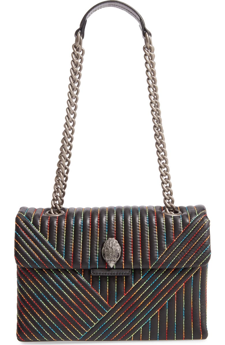 Kurt Geiger London 690 Kensington Rainbow Stitch Leather Shoulder Bag, Main, color,