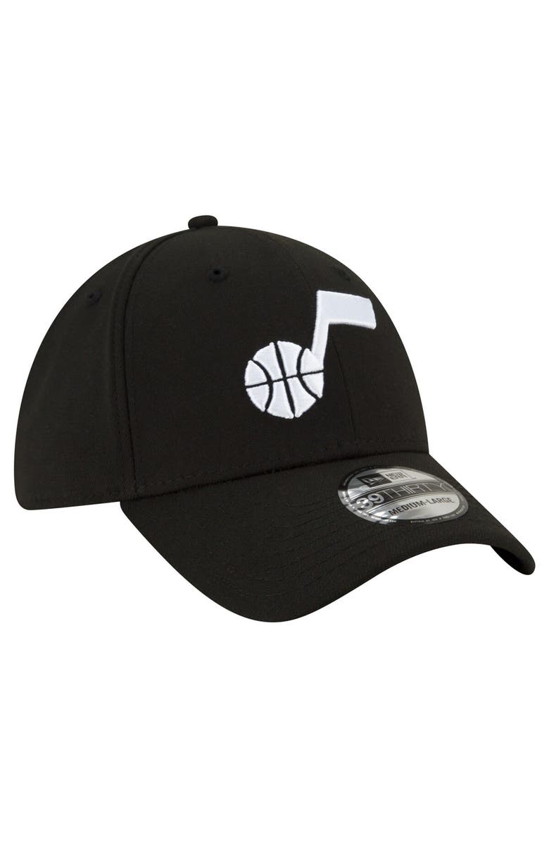 New Era Men's New Era Black Utah Jazz Logo 39THIRTY Flex Hat, Alternate, color, Black