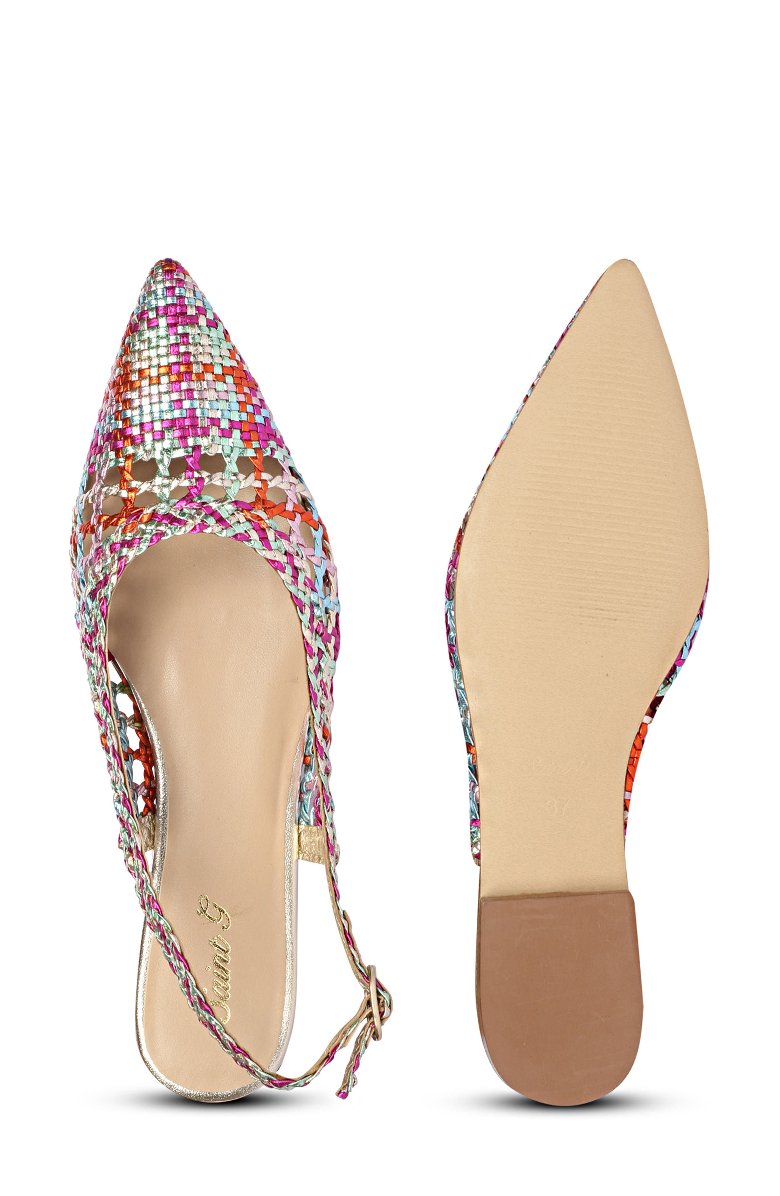 SAINT G Chayya Metallic Woven Slingback Flat, Alternate, color, Rainbow