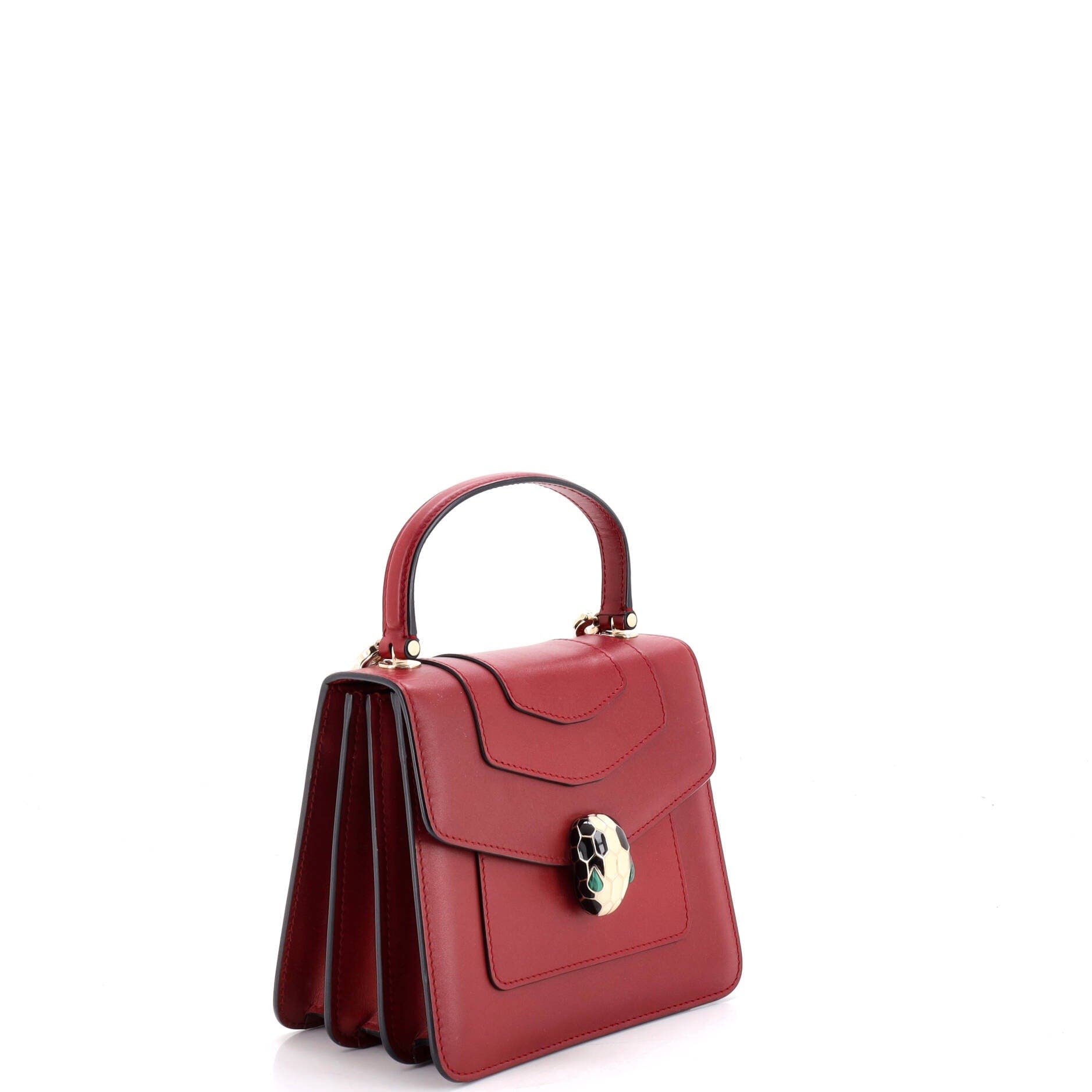Serpenti Forever Top Handle Bag Leather Small, Alternate, color, Burgundy