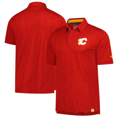 Men's Fanatics  Red Calgary Flames Authentic Pro Jacquard Polo