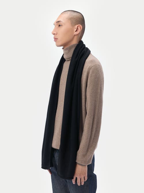 Gobi Mongolian Cashmere Cashmere Jersey Knit Scarf In Black