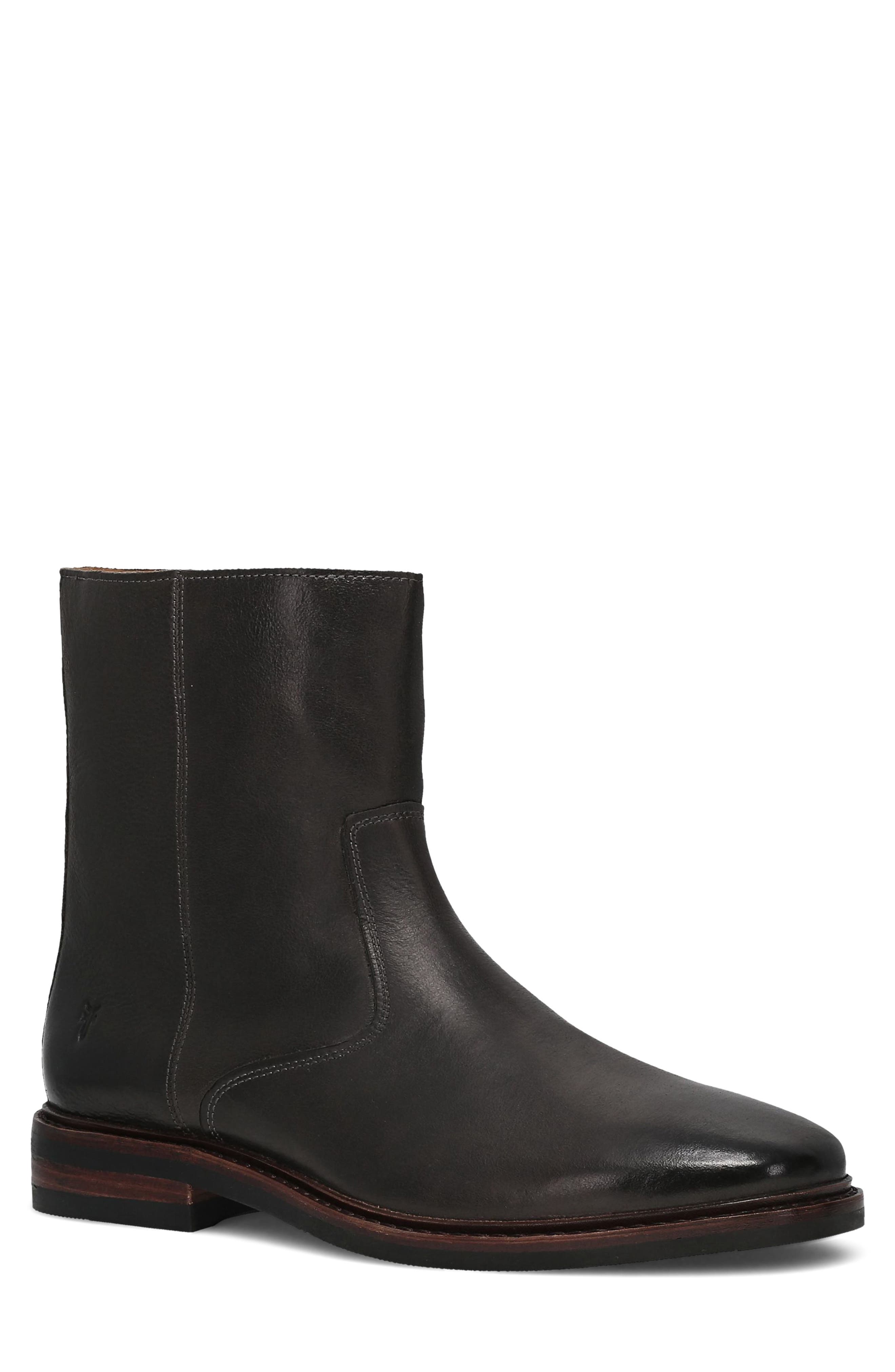Paul Inside Zip Leather Boot, Main, color, GRANITE