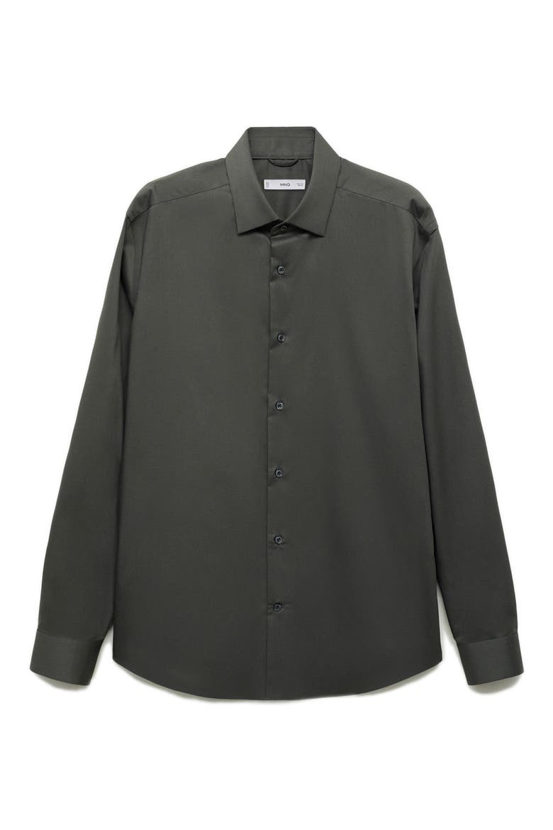 Stretch Button-Up Shirt, Alternate, color, KHAKI GREEN