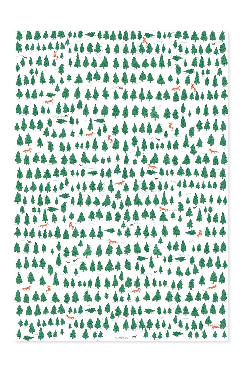Ramus & Co Eight Sheets Two-Sided Ski Toile & Pine Forest Heavyweight Gift Wrap, Main, color, Multicolored