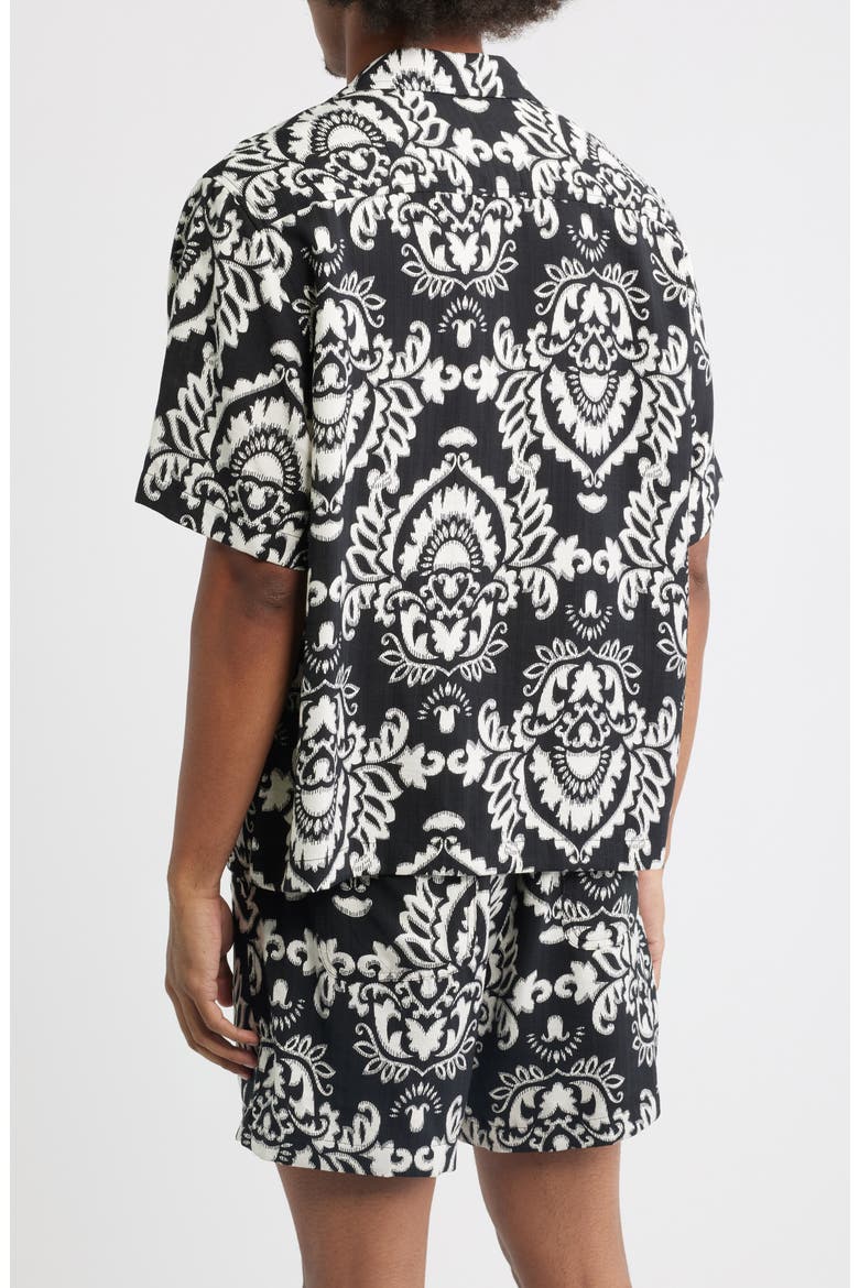 Xander Print Camp Shirt, Alternate, color, BLACK