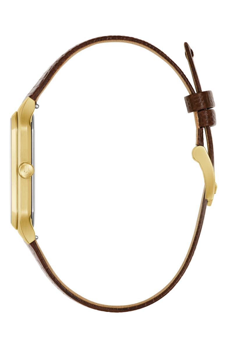 BULOVA Tony Bennett We Are All Here Leather Strap Watch, 32mm, Alternate, color, Gold-Tone