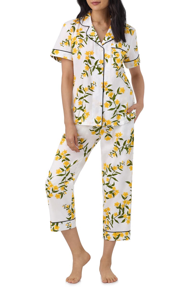 BedHead Pajamas Print Organic Cotton Crop Pajamas, Main, color, Carolina Jasmine