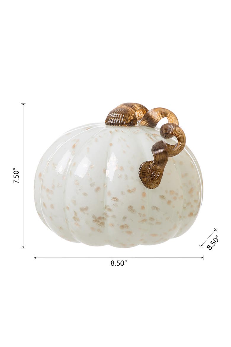 8.5"D Golden White Glass Pumpkin, Alternate, color, White
