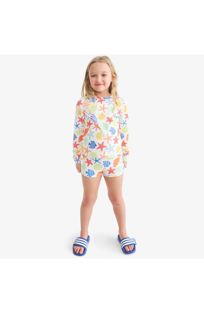 Primary Kids Swim Shortie In Under The Sea, Alternate, color, White Under The Sea