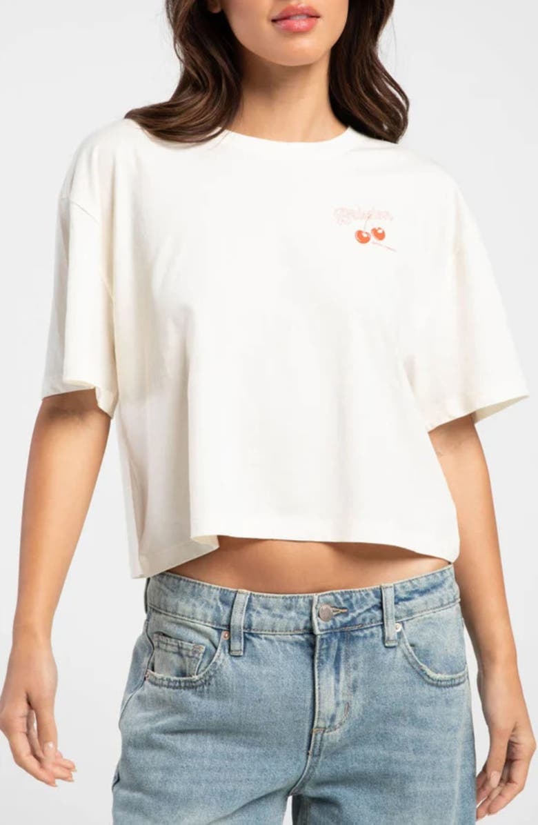 Brixton Cherry Crop Cotton Graphic T-Shirt, Main, color, Off White