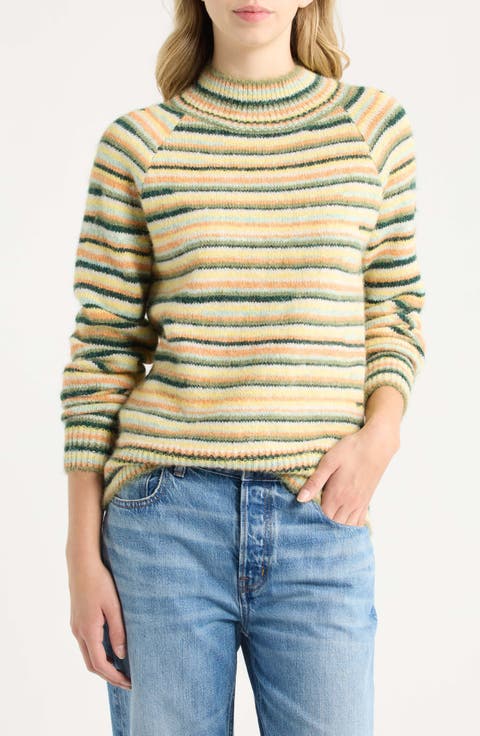 Stripe Mock Neck Sweater