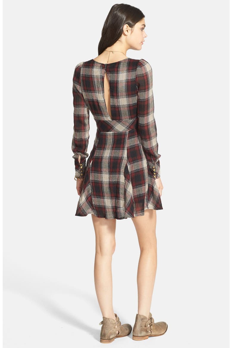 'Teen Spirit' Plaid Minidress, Alternate, color, WASHED BLACK COMBO