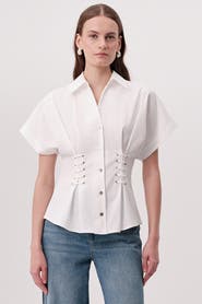 Exquise Mollie Shirt Collar Front Tie Fitted Shirt