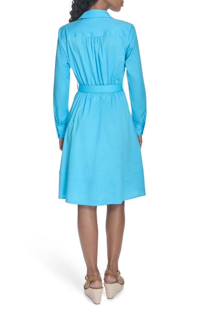 Calvin Klein Belted Long Sleeve Dress, Alternate, color, Santorini