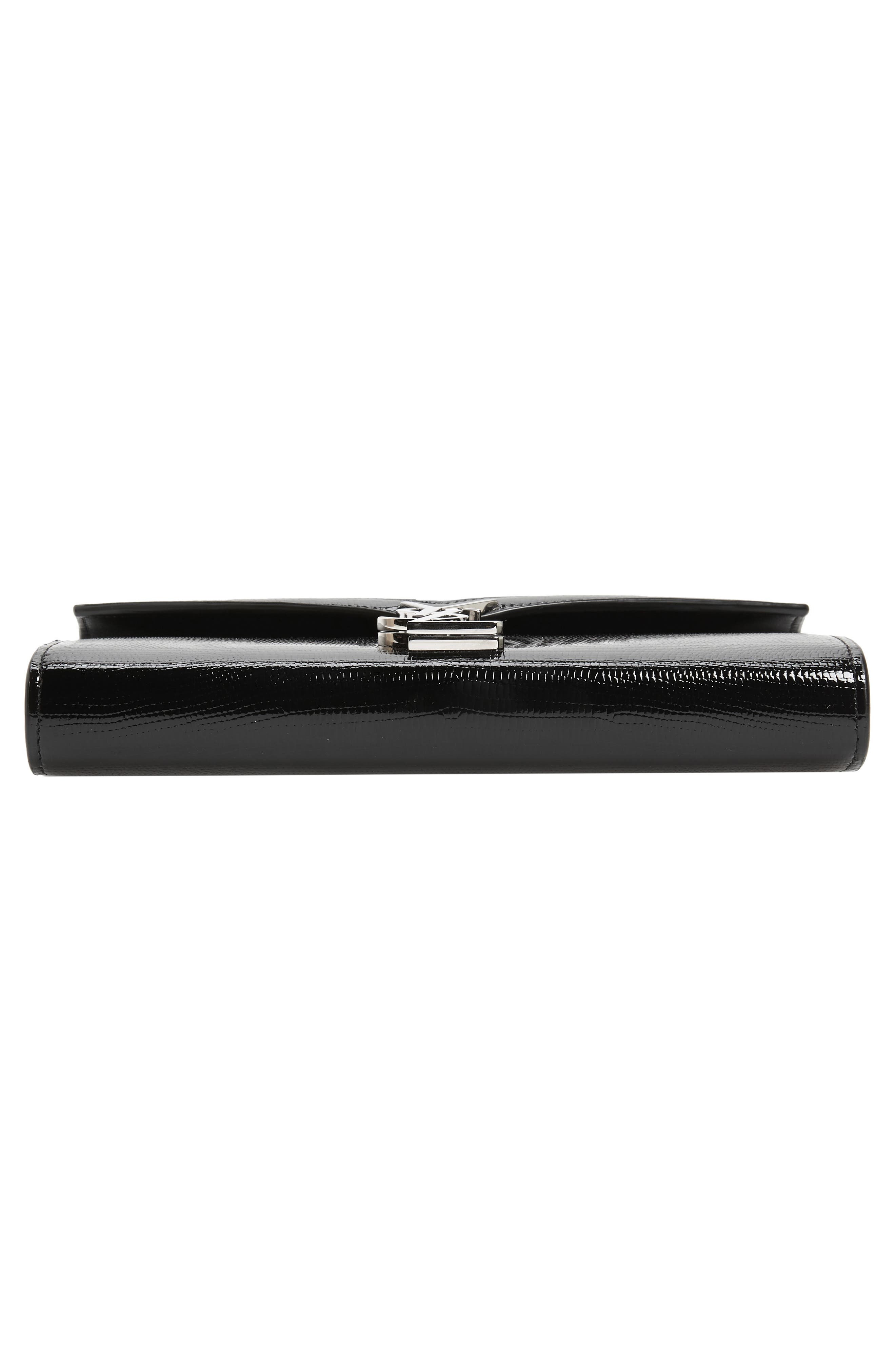 Cassandra Reptile Embossed Calfskin Wallet on a Chain, Alternate, color, NERO/ ROUGE LEGION
